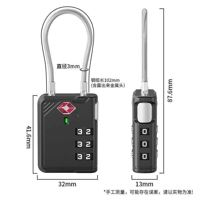 3-DIGIT TSA WIRE LUGGAGE LOCK