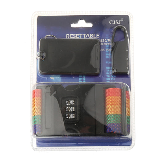 3-Digit Combination Luggage Strap & Tag Set