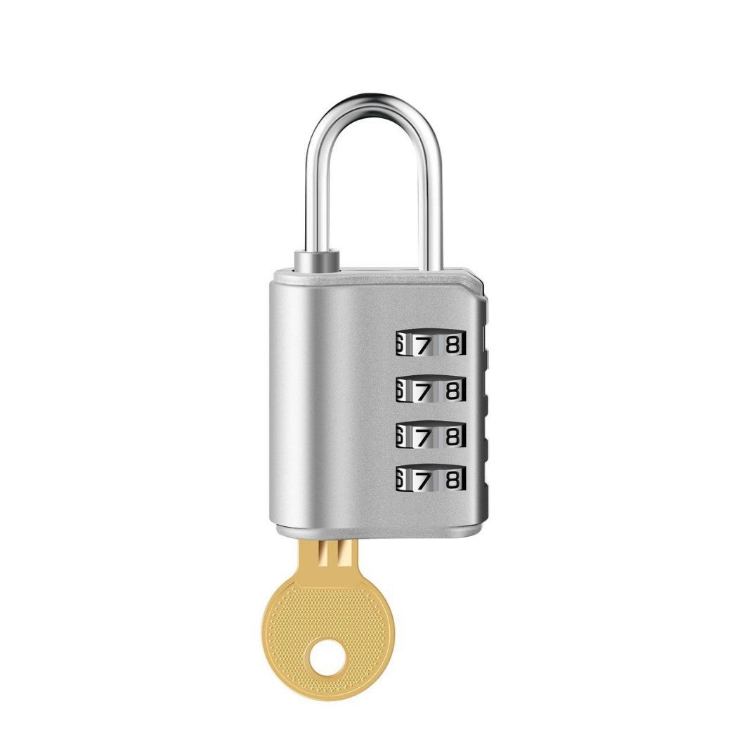 Zinc Alloy 4-Digit Combination Lock with Key, Dual-Channel Management Combination Padlock with Key