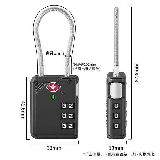3-DIGIT TSA WIRE LUGGAGE LOCK