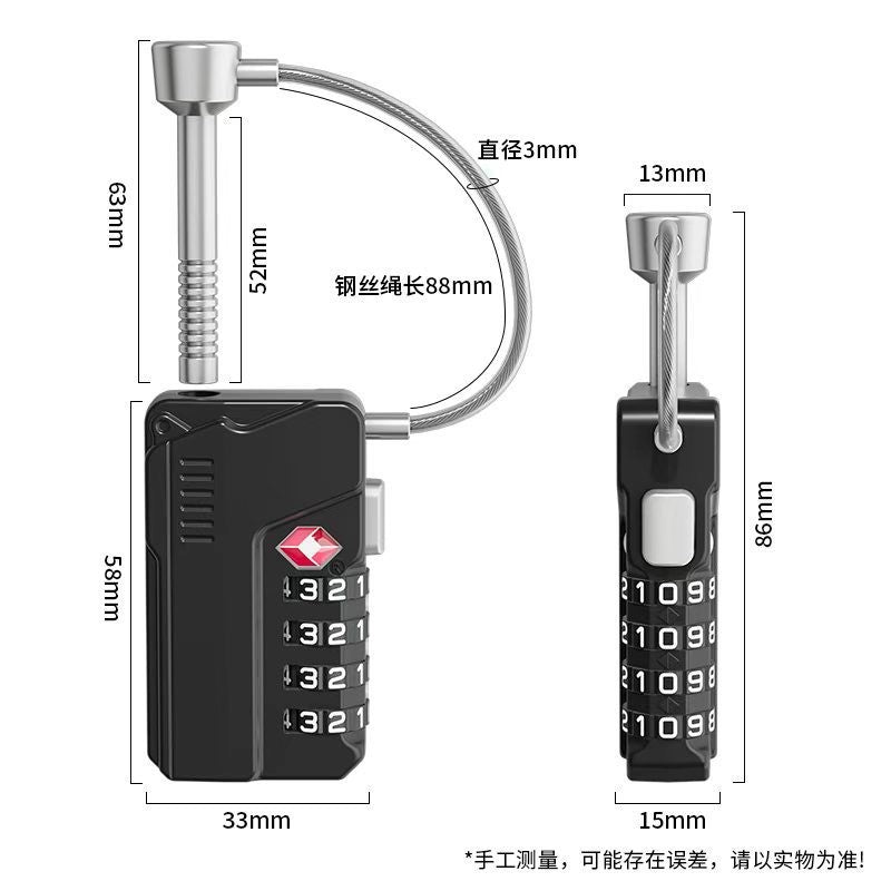 TSA lock steel lock anti-theft gun box lock 3 alloy code